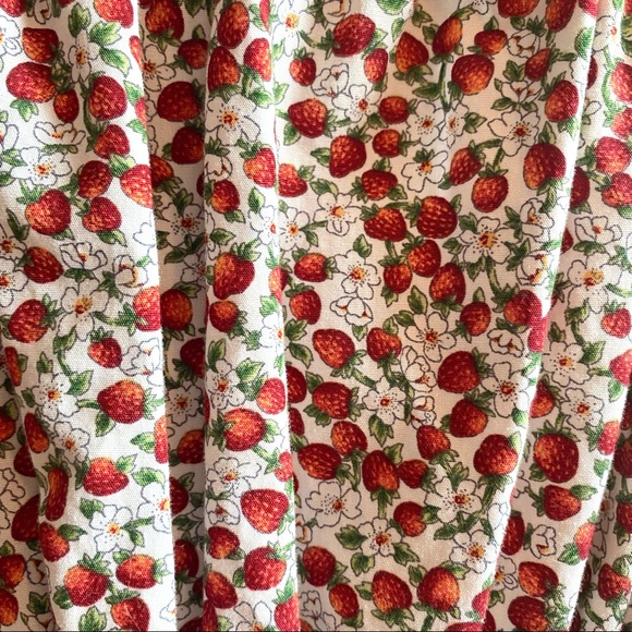 Minkie Strawberry Print Pattern Off the Shoulder Mini Dress Elastic Waist - Picture 6 of 7
